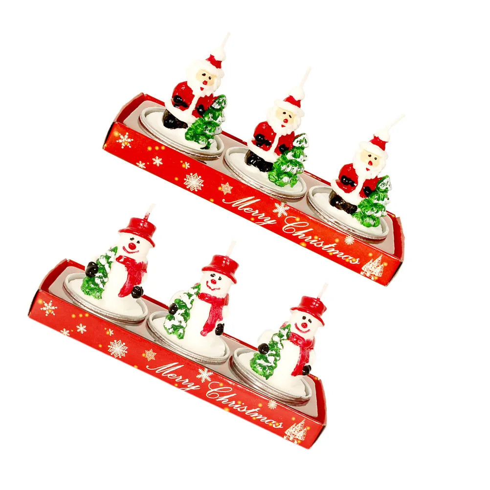 3Pcs Christmas Embellishment Long Lasting Paraffin Candles for Home Coffee Shop Bar Decor Christmas