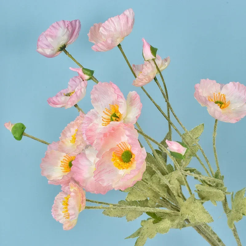 4 Head Artificial Flowers Poppy Silk Flowers  Party Wedding Bridal Bouquet Decoration Garden Decoration Outdoor