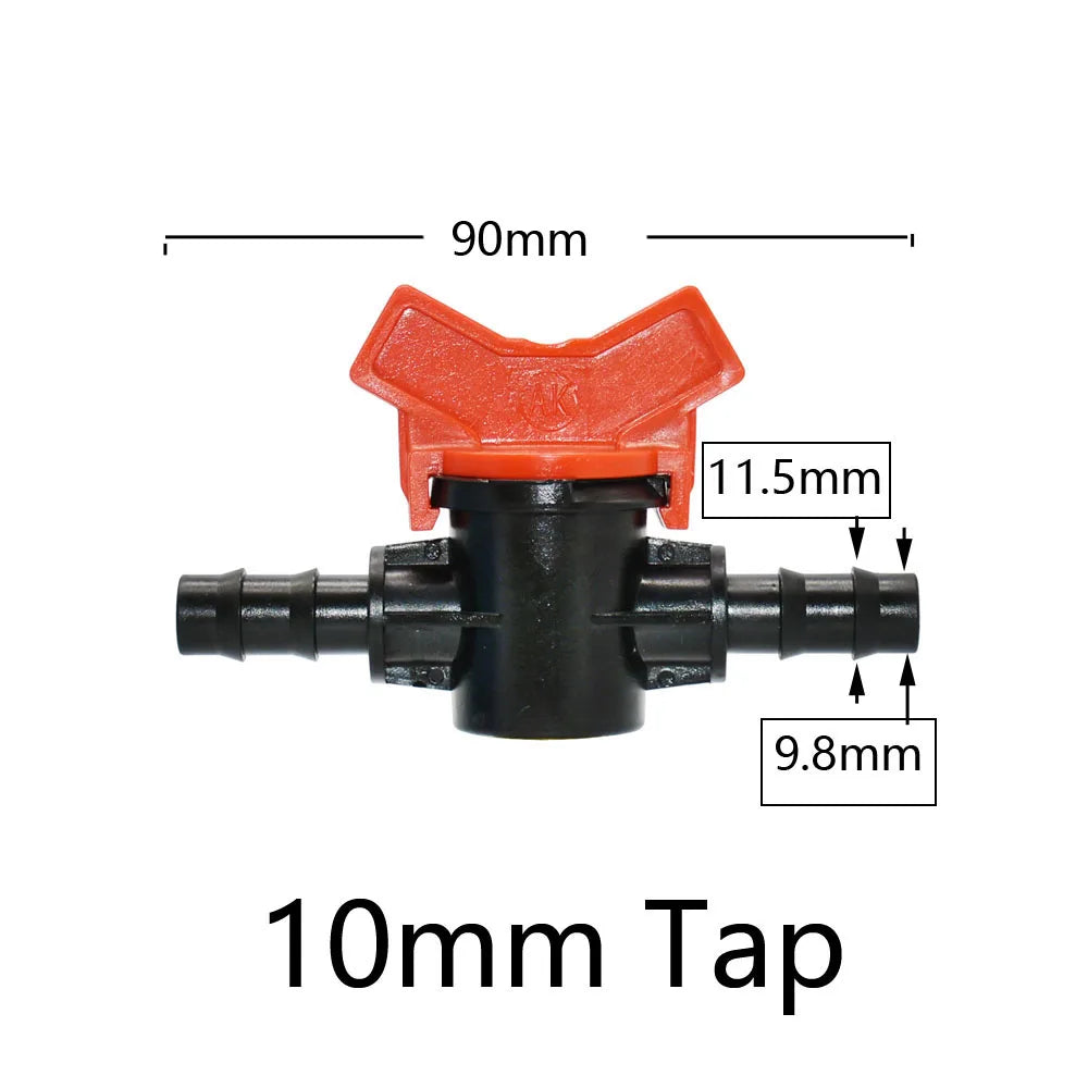 Miniature Plastic Shut Off Coupling Valve Connectors for 4/7 8/11 10/16/20/25mm Hose Garden Water Irrigation Pipe Adaptor Barb