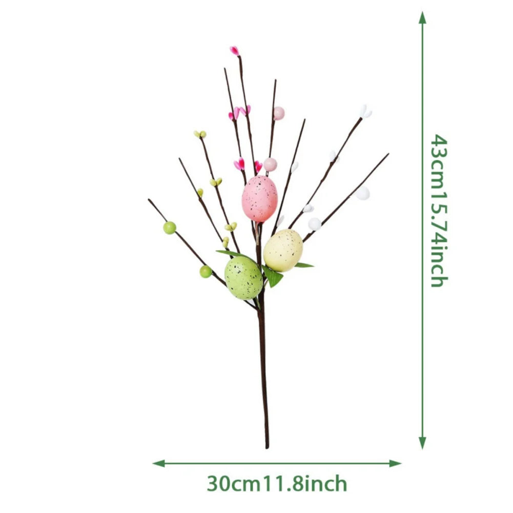 3pcs Artificial Easter Stems Window Decor Centerpiece Vase Colorful Picks Berry Stems with Easter Artificial Picks Decors