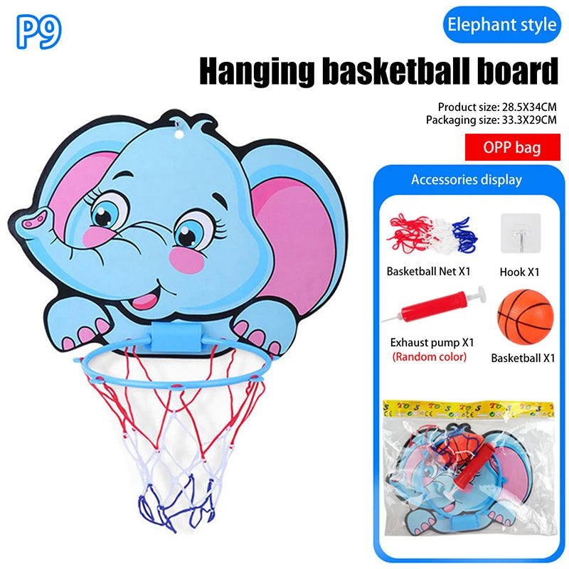 Kids Adjustable Basketball Stands Cute Cartoon Animals Shape Shooting Basket Indoor Outdoor Sport Training Board Game Children