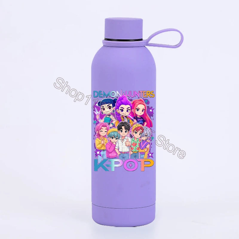 K Pop Demon Huntersd Water Bottles Kawaii Cartoon Thermos Bottle Kids Winter Outdoor Sports Water Cup Children Christmas Gifts