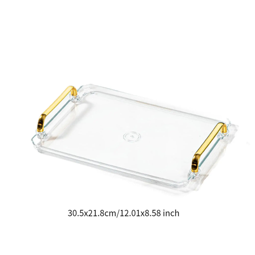 Rectangular Serving Tray with Handle Cosmetic Jewelry Dish Bathroom Decorative Tray Table Storage Organizer for Home Hotel