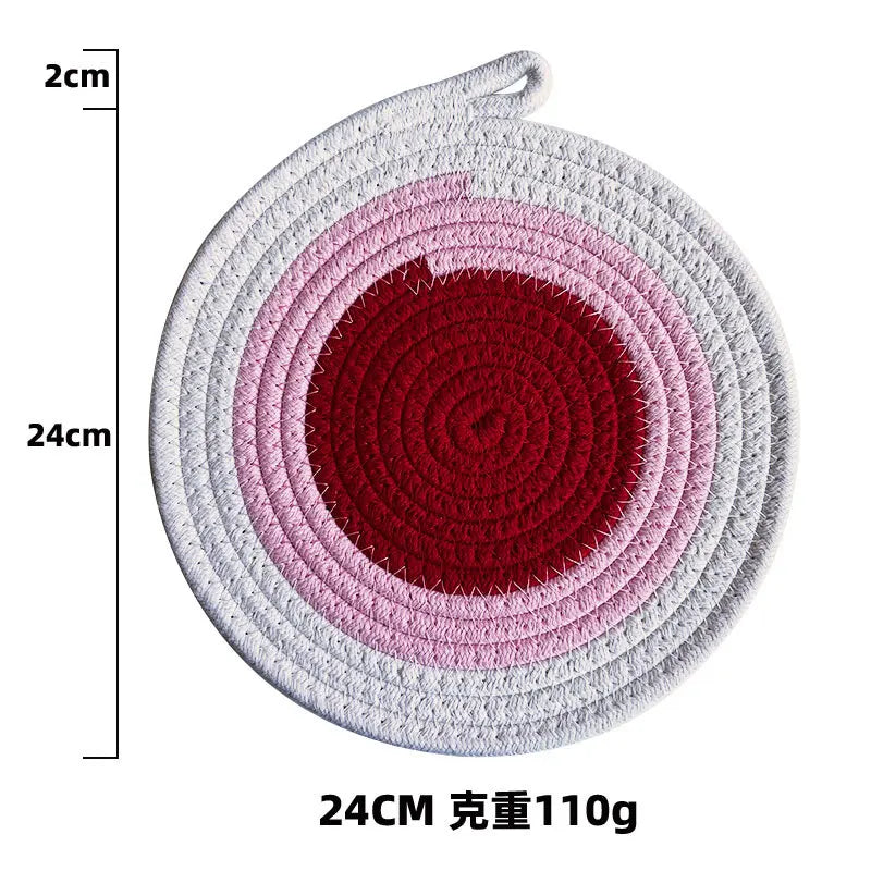 Colored Placemat Pastoral Style Thickened Insulation Cotton Linen Woven Table Mat Heat Resistant Anti Scalding Sand Pot Cup Mat