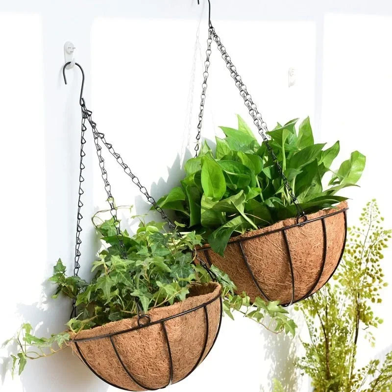 8/10 Inch Round Wire Plant Holder Metal Hanging Basket Coconut Liner Lining Plants Flower Garden Pot for Home Balcony Decoration
