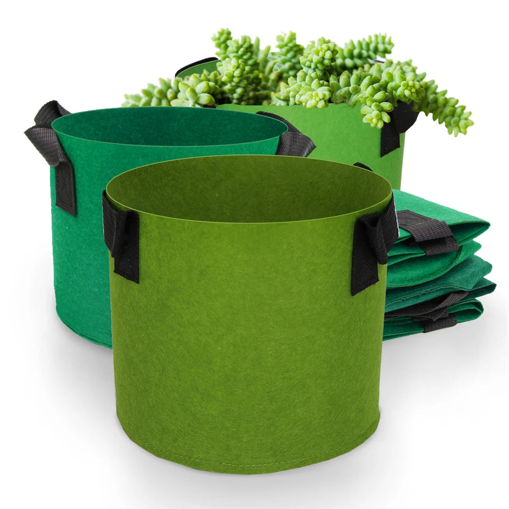 1-30 Gallon Green Garden Fabric Grow Bags with Handles for Courtyard Plant Vegetable Flower Planter Container Nursery Grow Pots