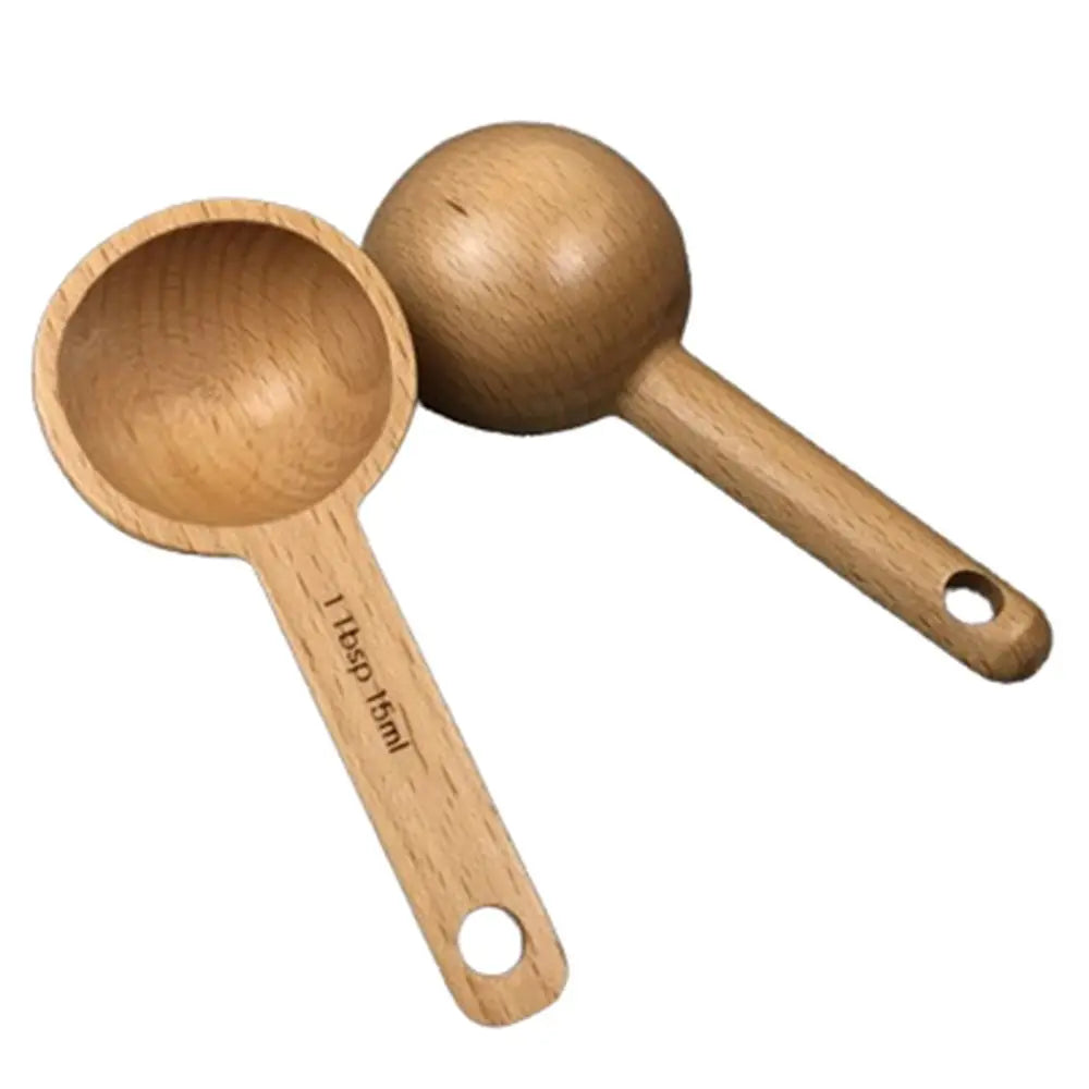 Tablespoon Measuring Spoon Walnut Wooden 7.5/10/15/30/45ml Beech Wooden Spoon Hangable Kitchen Measuring Tools Coffee Bean Spoon