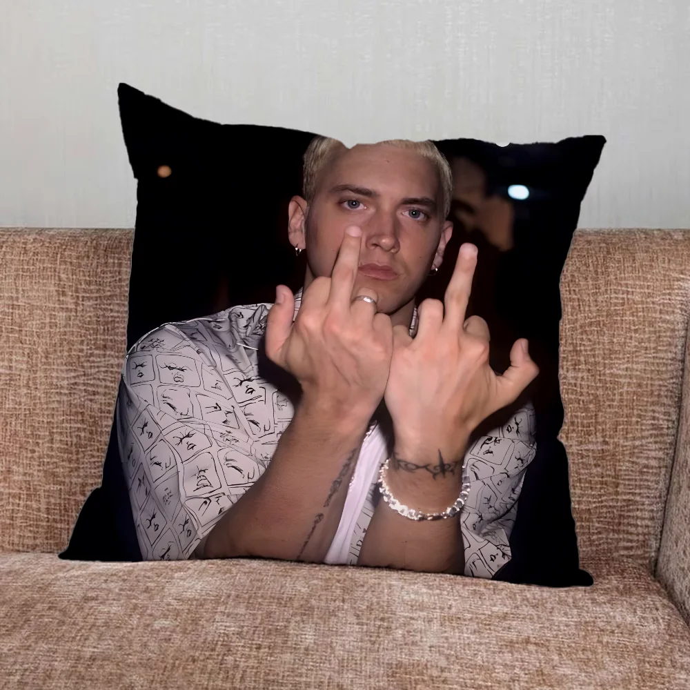 E-Eminem Rapper Pillow Case For Home Bedroom Car Office Decoration Living Room Sofa Cushion Cover Suitable