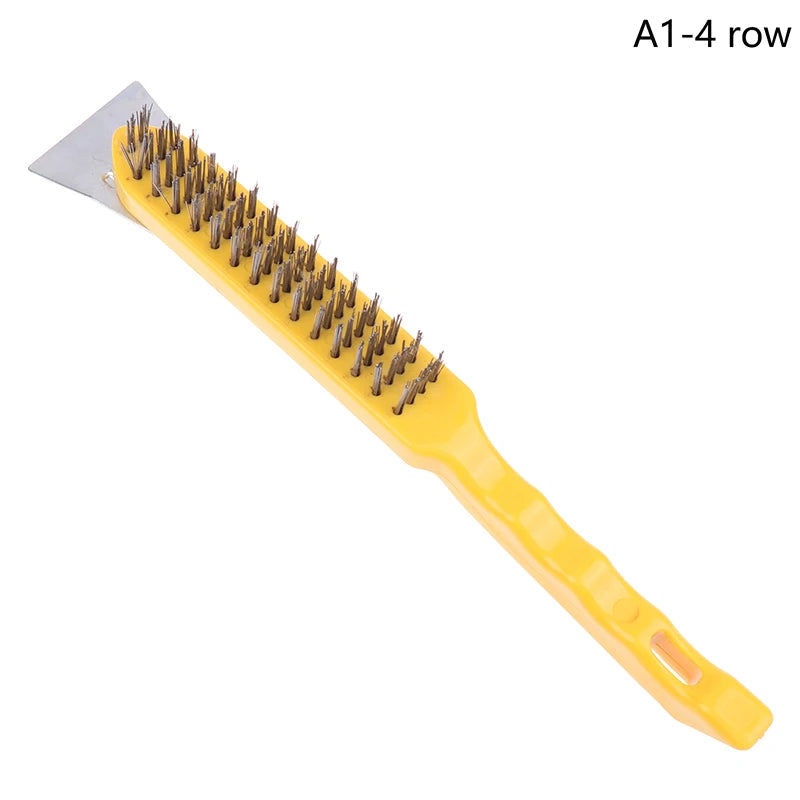 Wooden handle wire brush copper plated wire knife brush rust removal metal wire brush copper wire brush surface cleaning brush