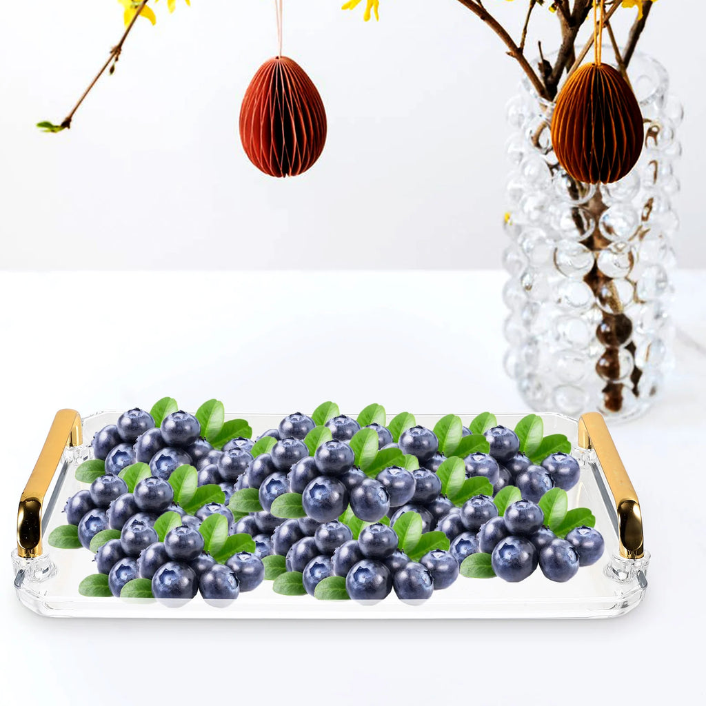 Rectangle Tray Transparent Small Storage Serving Tray for Coffee Tea Party Dessert Snacks Fruit Accessories Daily Use Household