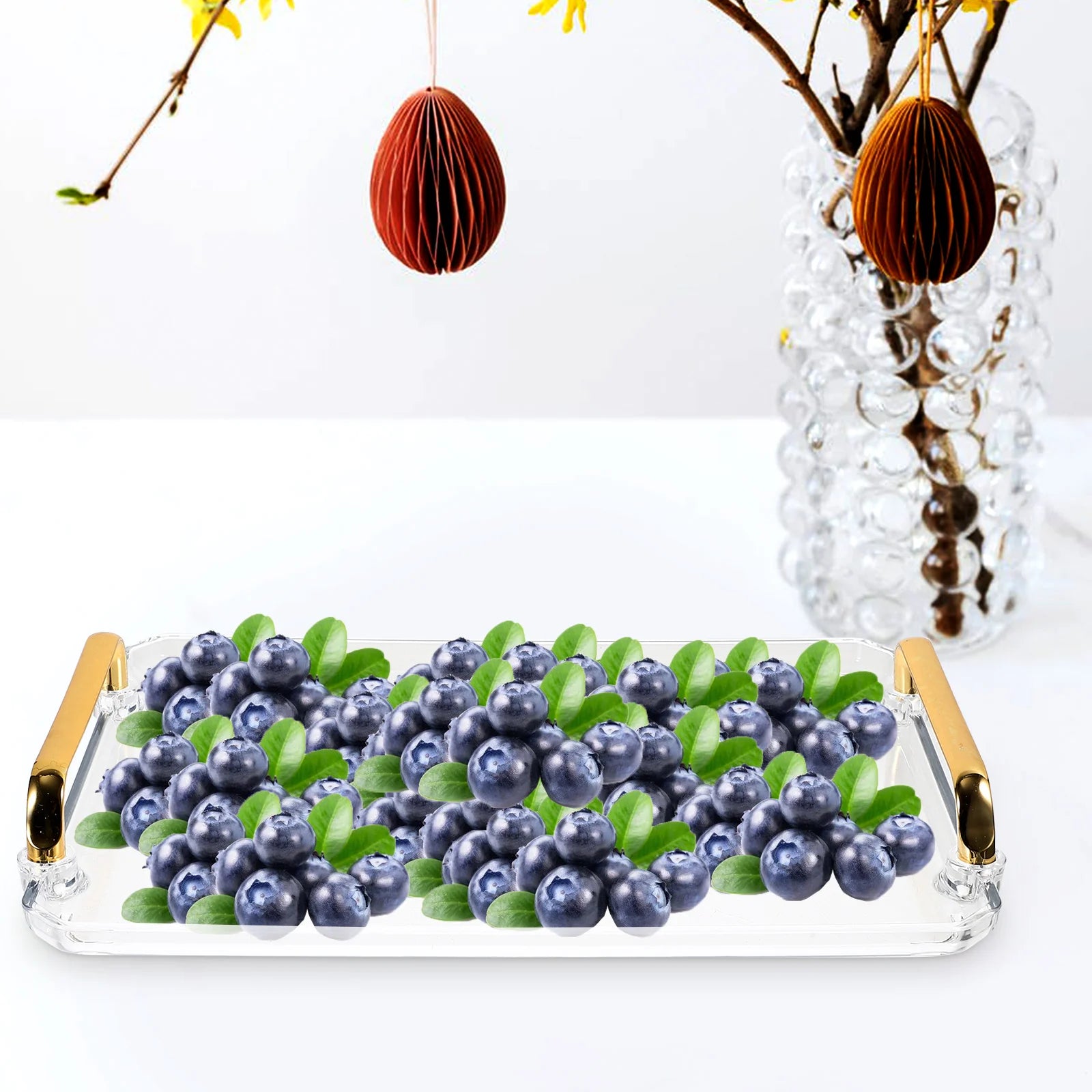 Rectangle Tray Transparent Small Storage Serving Tray for Coffee Tea Party Dessert Snacks Fruit Accessories Daily Use Household