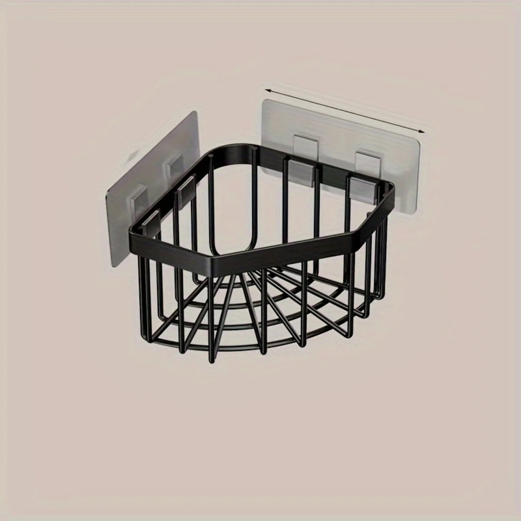 Stainless Steel Corner Sink Sponge Basket - Multifunctional Bathroom Shelf, No-Drill Caddy, 1 Piece