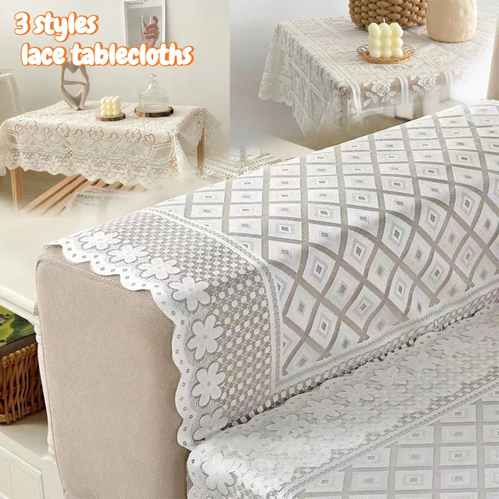Retro Lace Thickened Tablecloth Non-slip Dustproof Coffee Dinning Table Cover Wedding Party Dining Decoration Mantel De Encaje